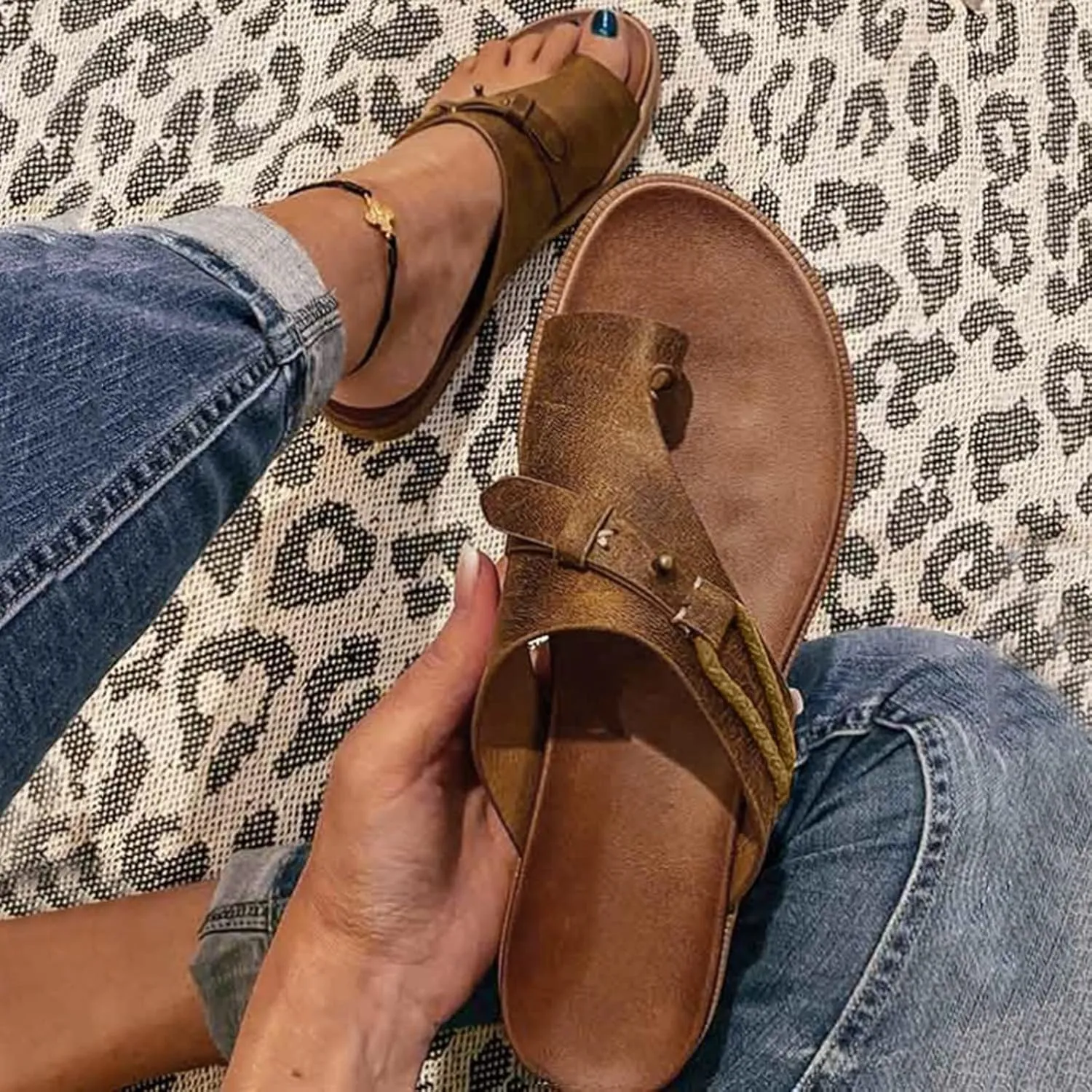 Dress Sandals for Women, Sandals Women Flip Flops Summer Beach Casual Sandals Comfortable Boho Shoes Flat