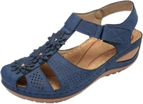 Eduavar Womens Wedge Sandals, Orthopedic Sandals for Women Comfortable Close Toe Sandals Cutout Wedge Sandals
