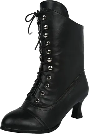 Fall Boots for Women 2023 Cowboy Boots Vintage Knee High Boots Lace Up Boots Chunky Heels Retro Gothic Mid Calf Boots
