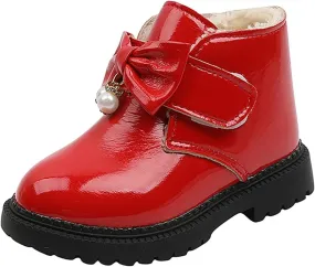 Fashion Autumn and Winter Girls Snow Boots Thick Bottom Non Slip Warm and Comfortable Cute Bow Snowboard Shoes for Kids