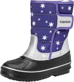 Fashion Fuzzy Snow Boots For Big Kids Boys Childrens Rubber Sole Ski Shoes Outdoor Warm Comfy Non Slip Booties Cotton