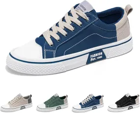 Fashion Men's Casual Canvas Sneakers - Classic Street Style Skateboarding Shoes, Low Top, Round Toe, Spring & Fall