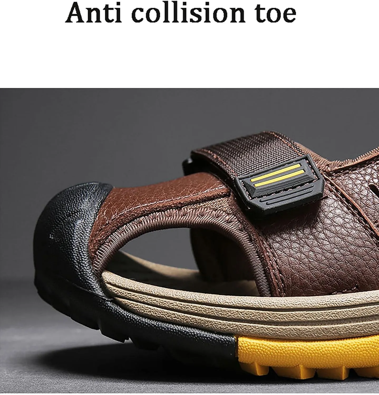 Fashion Men's Large Size Hiking Sandals,Outdoor Sports Closed Toe Beach Shoes Breathable Classics Leather