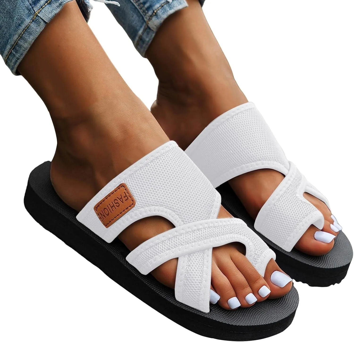 Fashion Open Toe Slip On Spring And Summer Flat Soled Fashionable Casual Thong Beach Sandals For Women Large Size Thick