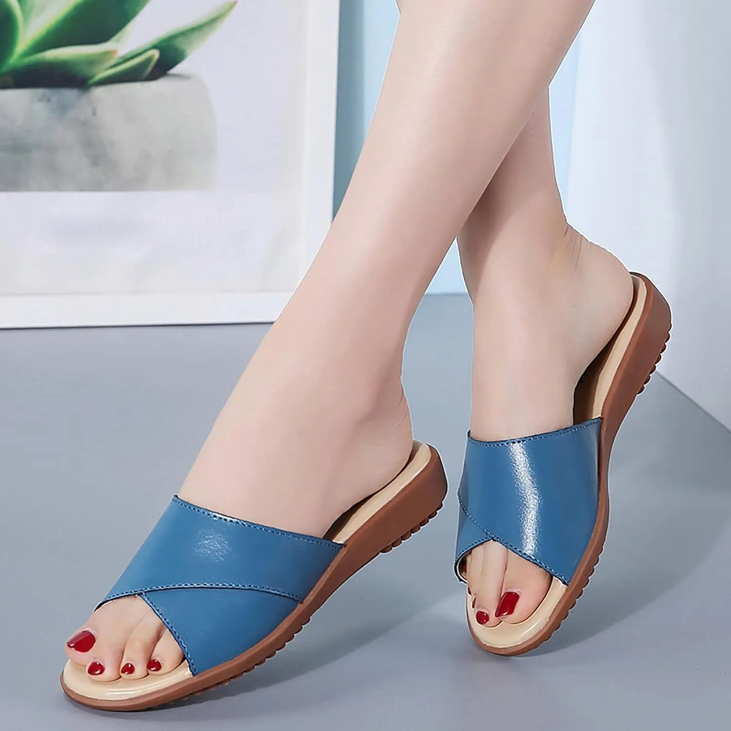 Fashion Slides Slippers for Summer Women Shoes Fashion Wedge Thick Soled Slippers Casual Outerwear Beach Flip