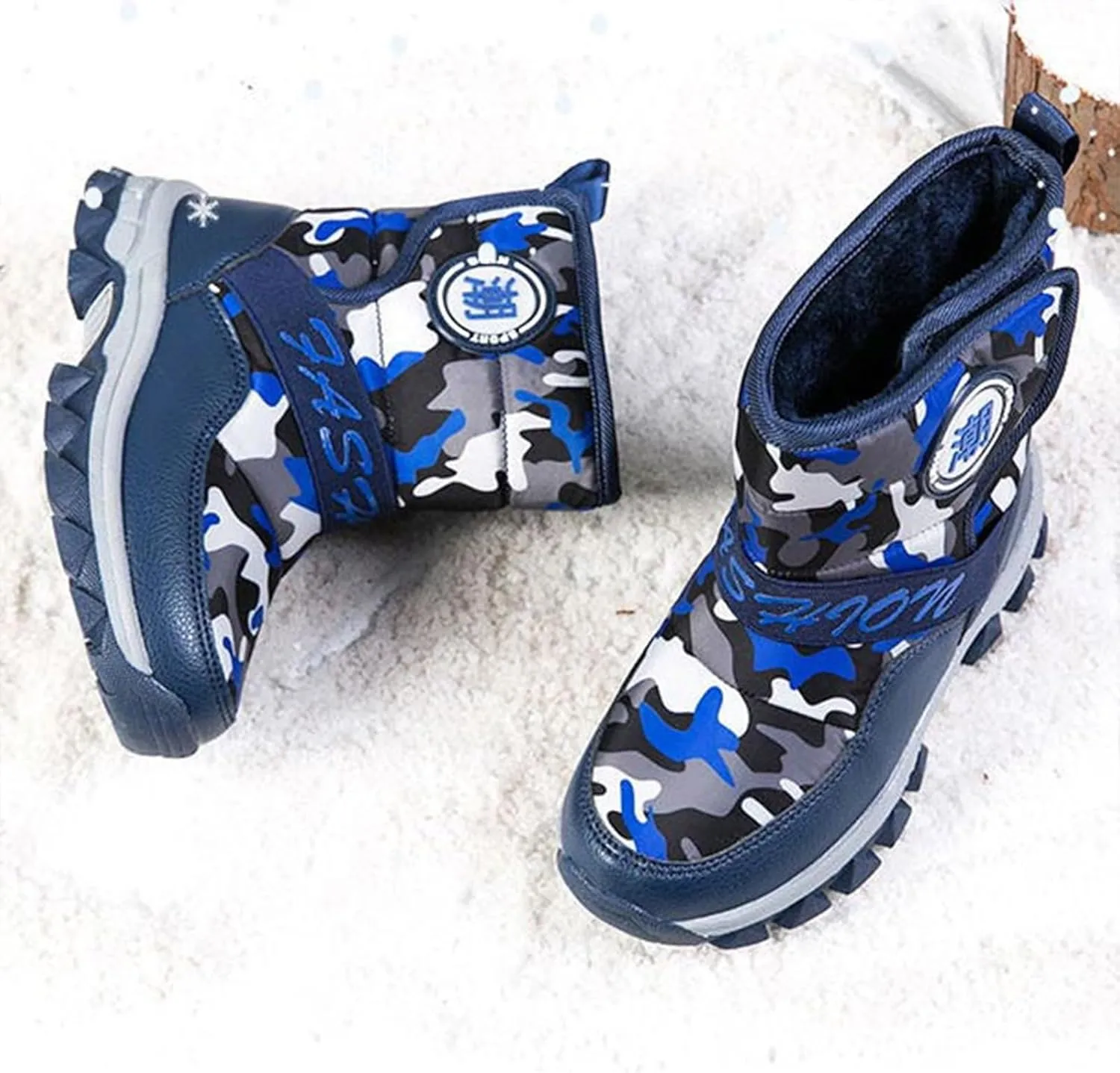 Fashion Snow Boots For Childrens Boys Girls Kids Outdoor Ski Non Slip Shoes Thick Warm Comfy Roller Shoes Chunky Sole