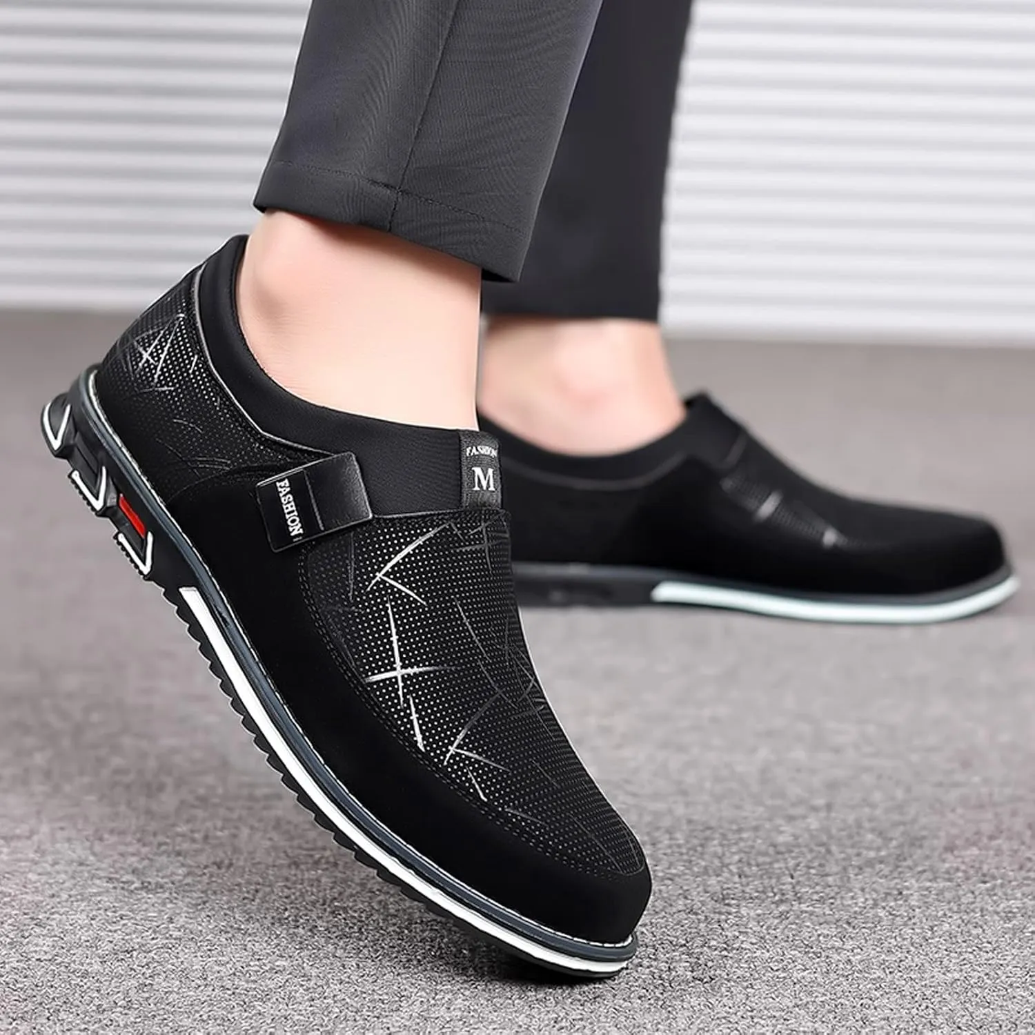 Fashion Style Men's Breathable Comfortable Business Slip On Work Leisure Hit Color Leather Shoes Men Shoe Formal Water Shoes