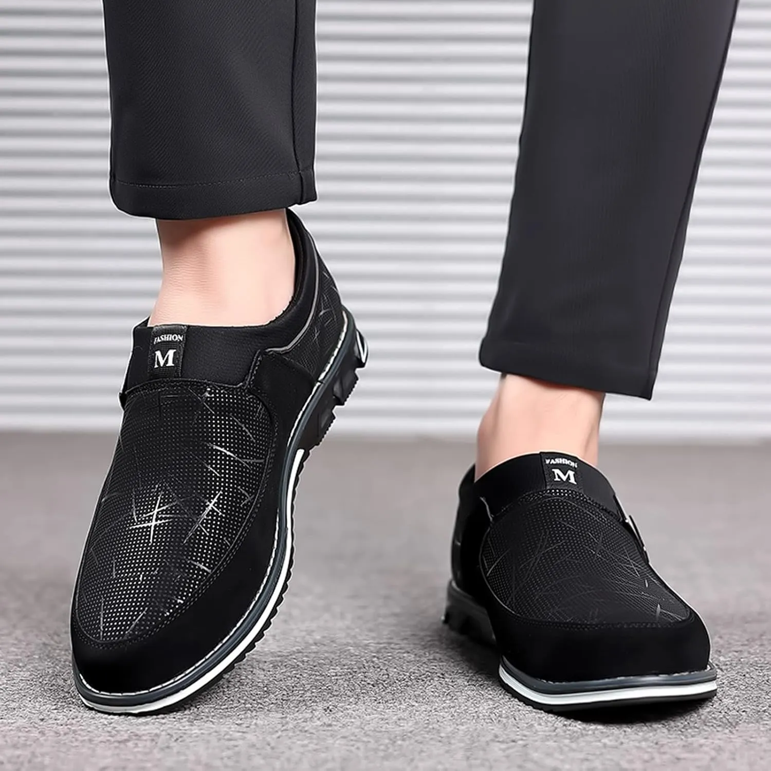 Fashion Style Men's Breathable Comfortable Business Slip On Work Leisure Hit Color Leather Shoes Men Shoe Formal Water Shoes