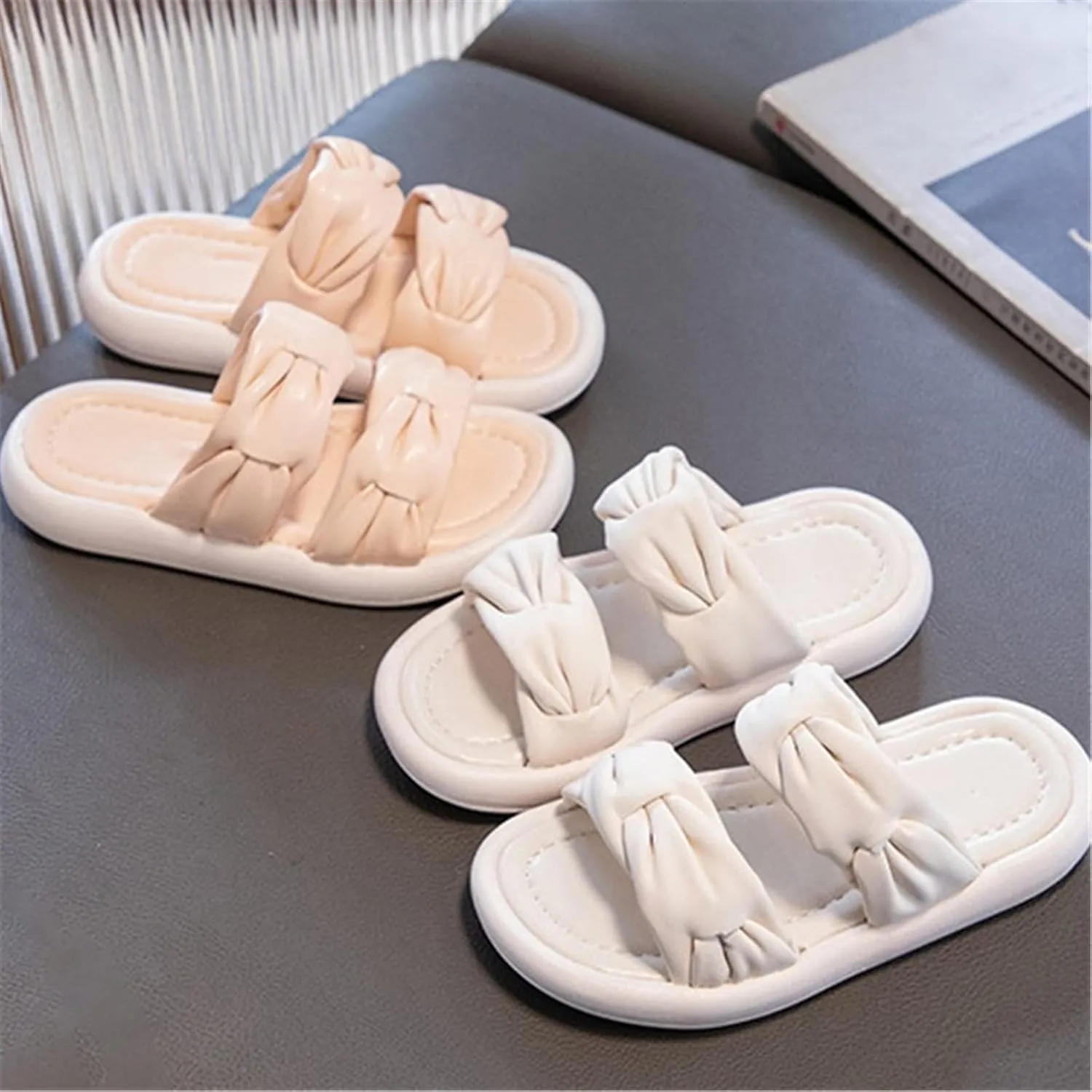 Flat Sandals Summer Shoes for Kids Big Kids Children's Baby Girls Slippers Summer Outwear Fashion Leather Slippers Daily Beach Shoes