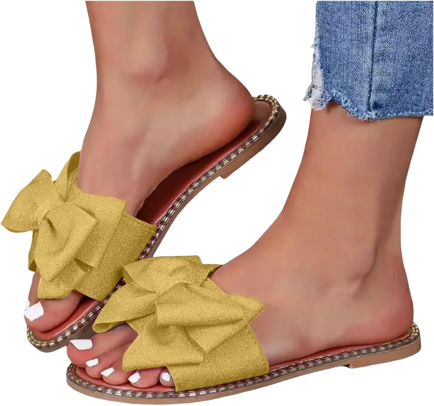 Flatform Open Toe Beach Sandals Women's Shoes Fashion Butterfly Festival Comfortable Flat Flip Flops Women's Outdoor