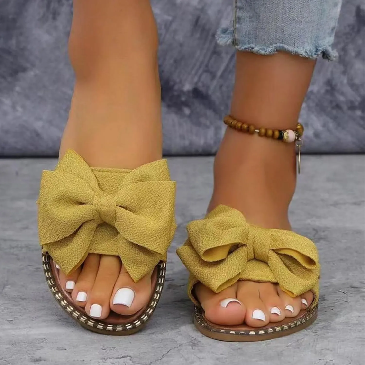 Flatform Open Toe Beach Sandals Women's Shoes Fashion Butterfly Festival Comfortable Flat Flip Flops Women's Outdoor