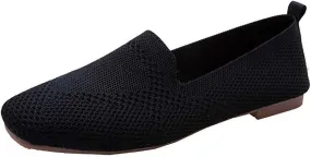 Flats for Womens Women's Knit Ballet Flat Crimping Faux Suede Pointed-Toe Flats Dressy Slip-Ons Loafers