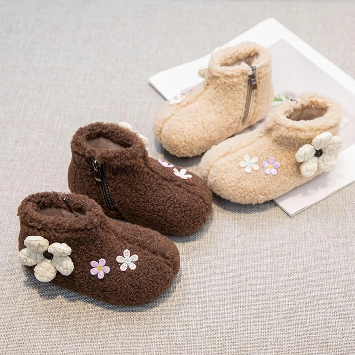 Flower Slipper Socks for Girls Cozy Warm Lined Fuzzy House Sock Slippers Indoor Ankle Booties with Non Girl Hunting Gear