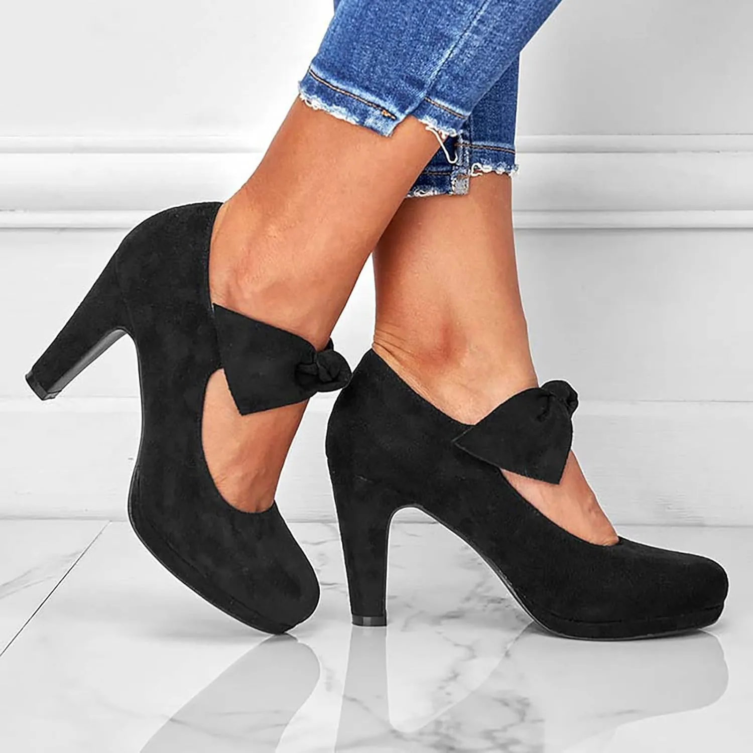 Foreign Trade 9cm Spring and Summer High Heels Women's Shoes Fashion Solid Color Suede Single Shoes