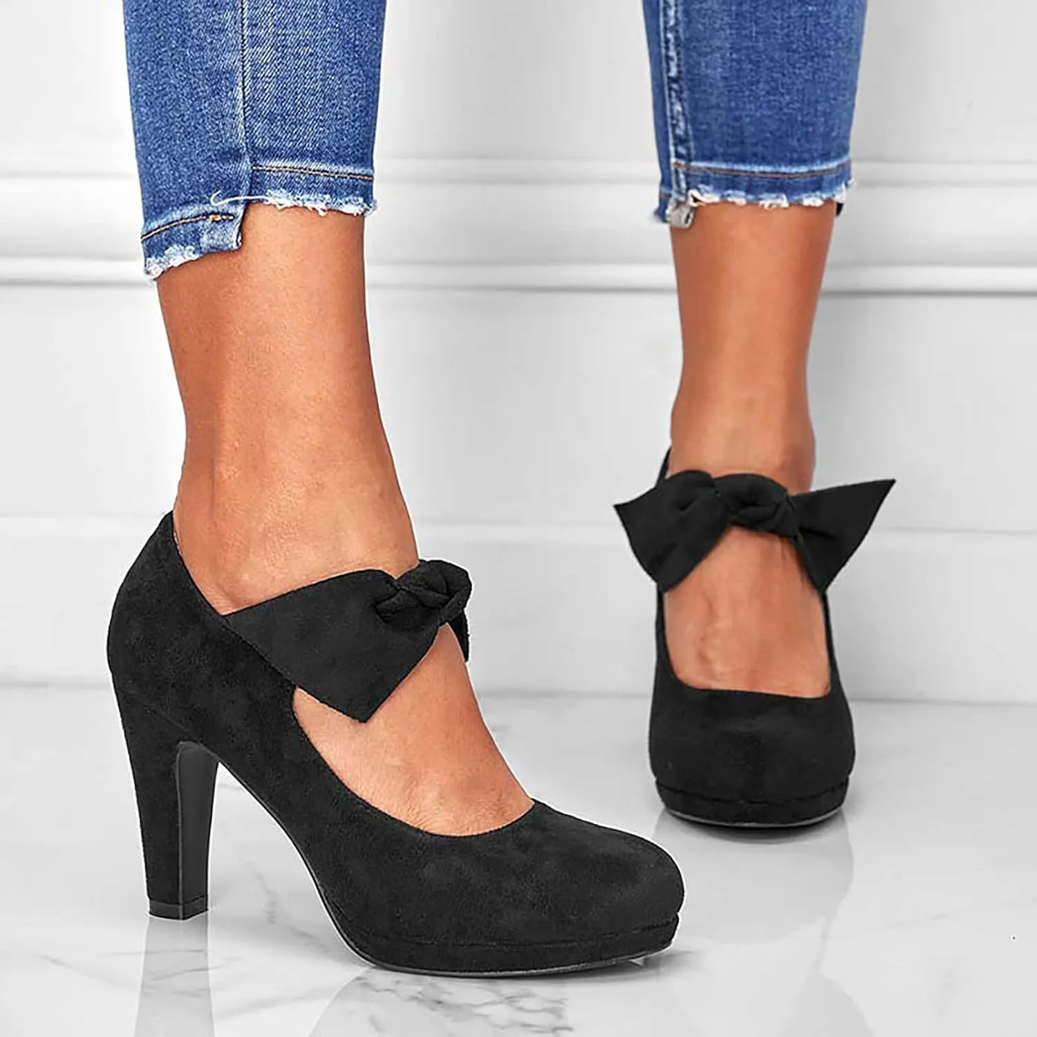 Foreign Trade 9cm Spring and Summer High Heels Women's Shoes Fashion Solid Color Suede Single Shoes