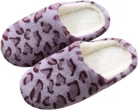 Gibobby Christmas Slippers for Women Fuzzy Leopard Slippers Comfy Memory Foam Warm Slip On Light Shoes Outdoor Indoor