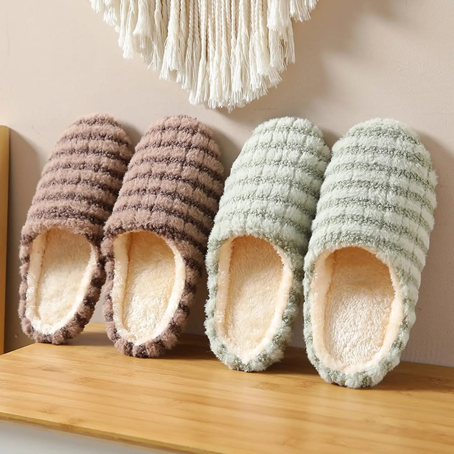 Gibobby House Slippers for Men Memory Foam Slip on Fleece Slippers Winter Warm Comfy Slippers Casual House