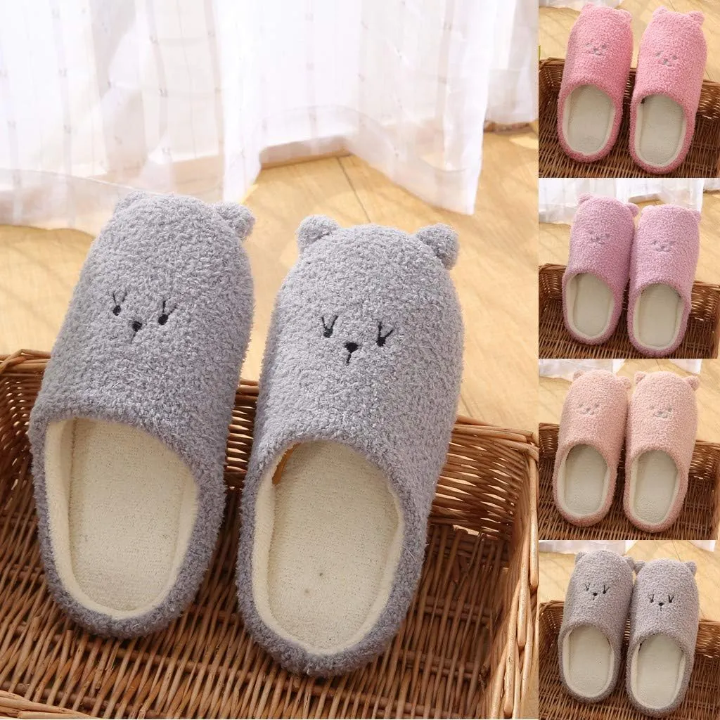 Gibobby Womens Slippers,House Slippers Cute Bear Memory Foam Fluffy Soft Fuzzy Slippers Slip on Warm Shoes