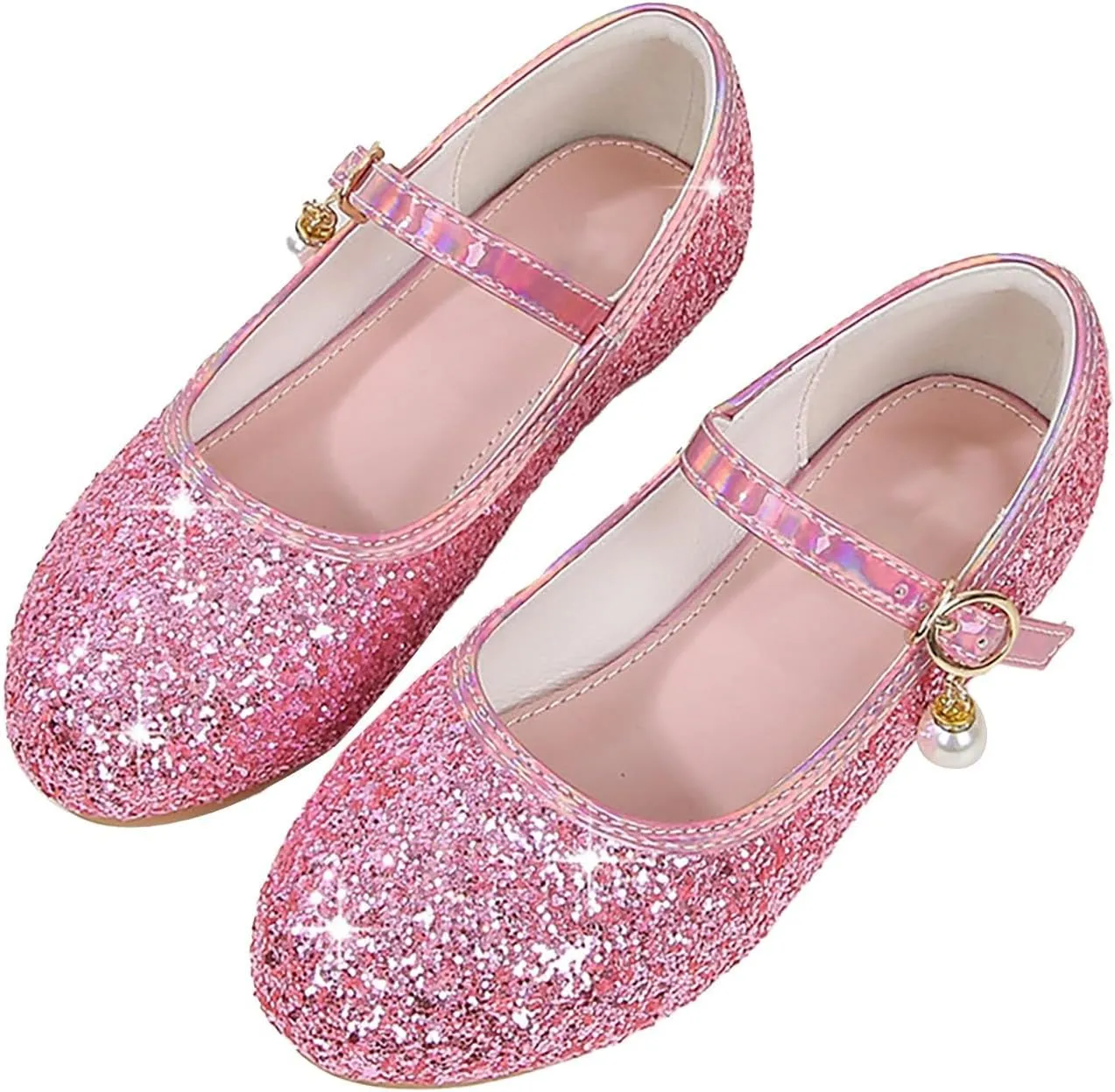 Girl Sparkly Mary Jane Shoes Rhinstones Dress Ballet Flats School Party Wedding Toddler Little Kid Shoes