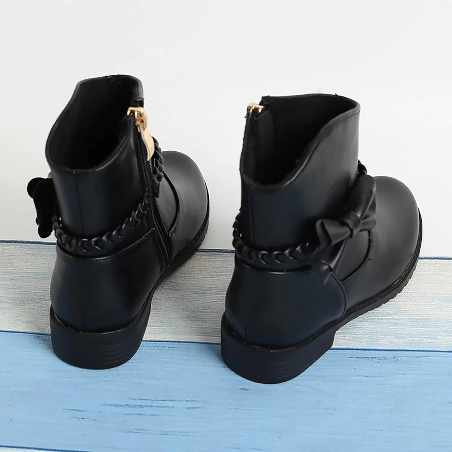 Girls Ankle Boots ?owgirl Bow Chunky Low Heel Suede Booties Western Walking Shoes Outdoor Solid Riding Boots