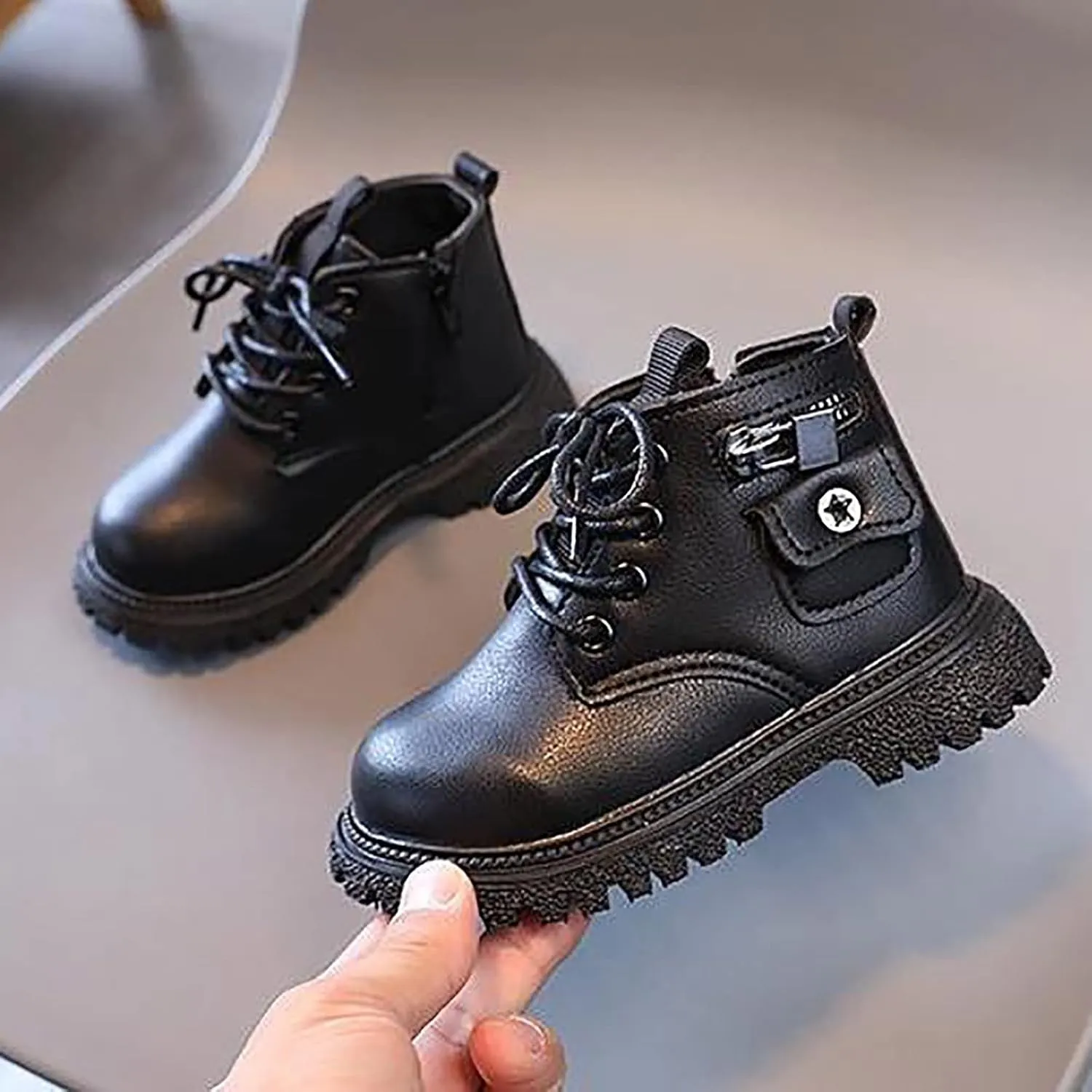 Girls Boots Kids Ankle Boots Side Zipper Single Boot Fashion Lace up Boots Short Suede Low Heels Raining Boots