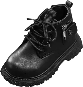 Girls Boots Kids Ankle Boots Side Zipper Single Boot Fashion Lace up Boots Short Suede Low Heels Raining Boots