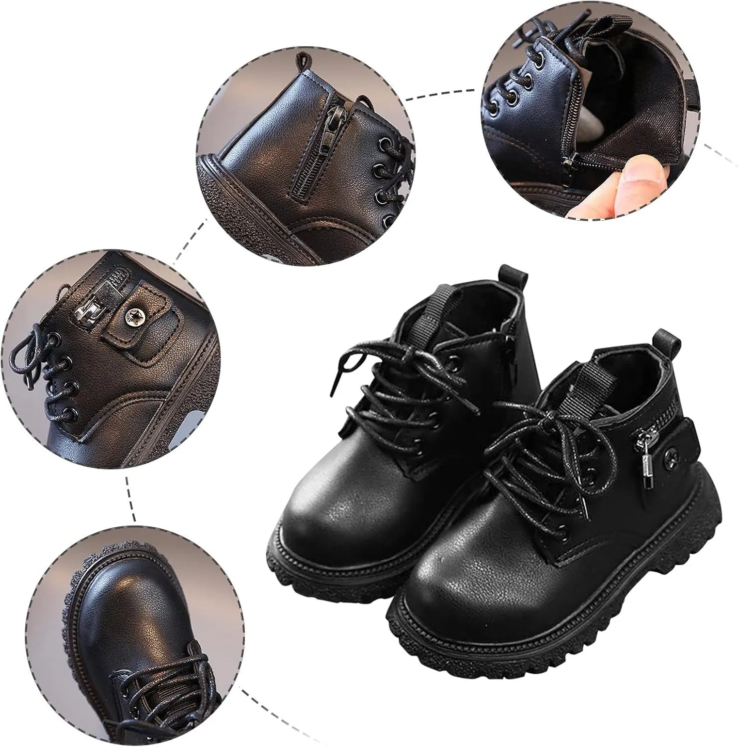 Girls Boots Kids Ankle Boots Side Zipper Single Boot Fashion Lace up Boots Short Suede Low Heels Raining Boots