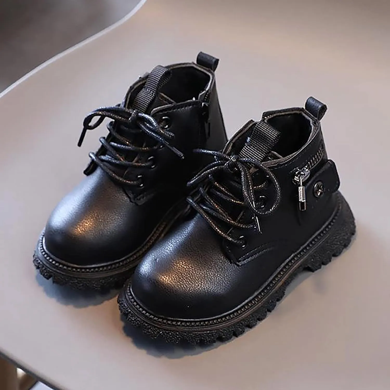 Girls Boots Kids Ankle Boots Side Zipper Single Boot Fashion Lace up Boots Short Suede Low Heels Raining Boots