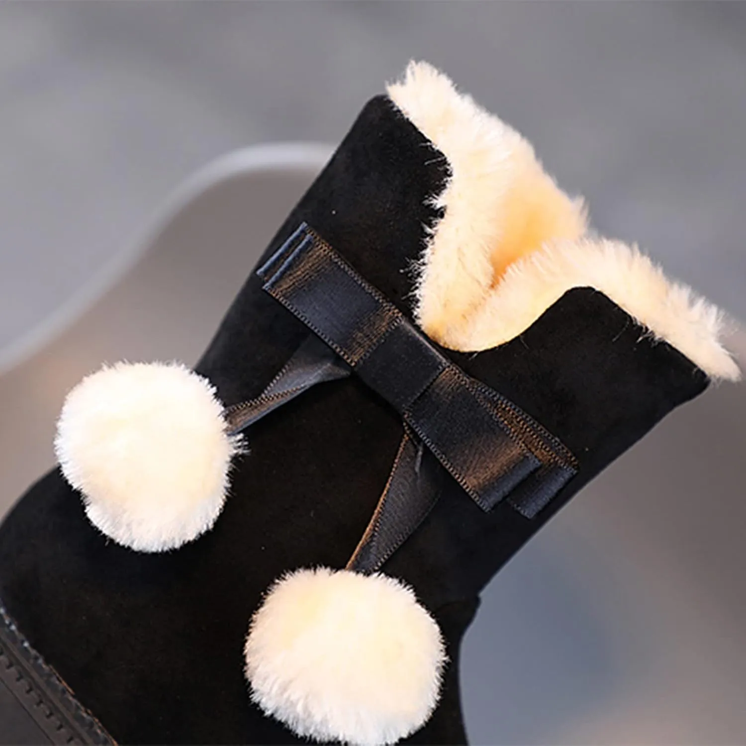 Girls Boots Kids Boys Winter Warm Snow Suede Mid Calf Boots Faux Fur Lined Low Heel Snow Boots for Toddler/Little Kid