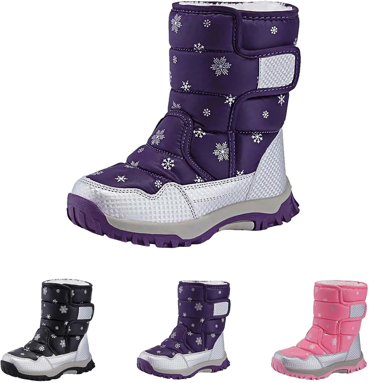 Girls Boys Snow Boots Outdoor Warm Comfortable Non Slip Mid Calf Padded Small Big Kids Plush Lined Winter Shoes