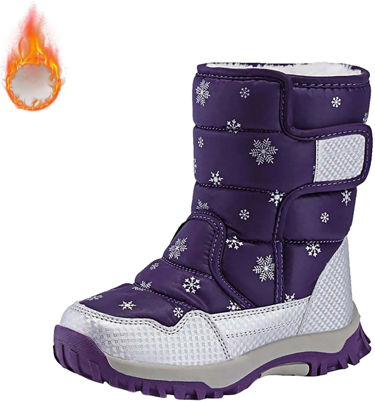 Girls Boys Snow Boots Outdoor Warm Comfortable Non Slip Mid Calf Padded Small Big Kids Plush Lined Winter Shoes
