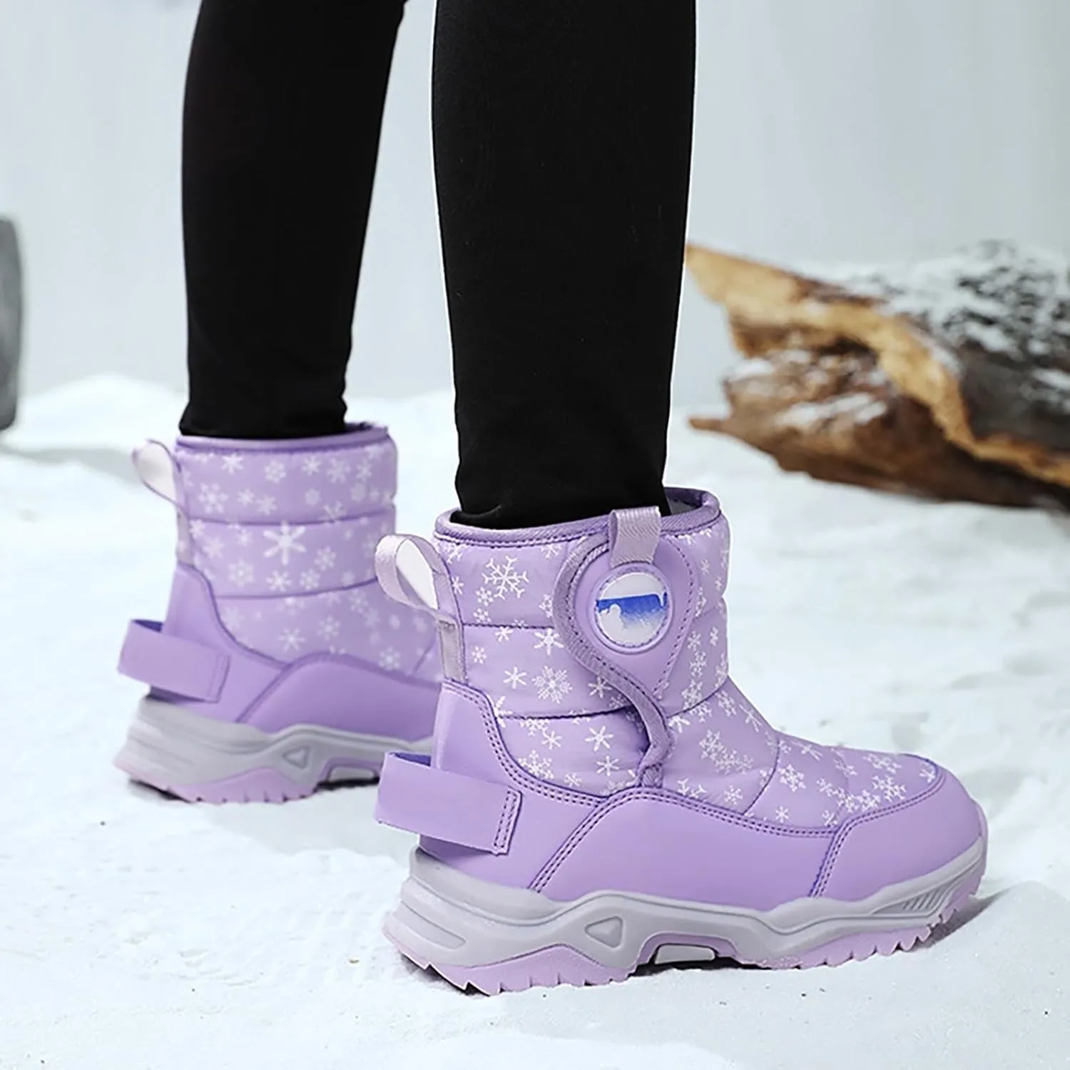 Girls Boys Snow Boots Outdoor Warm Comfortable Non Slip Mid Calf Padded Small Big Kids Winter Girls Knee High Snow Boots