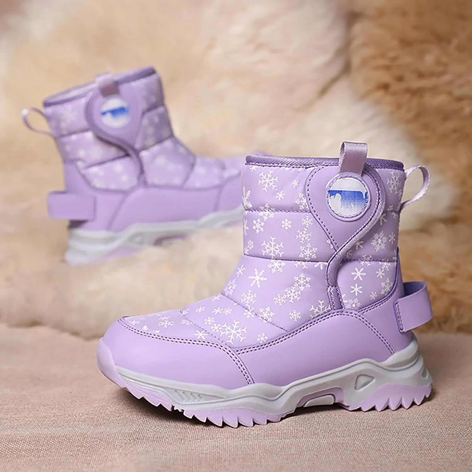 Girls Boys Snow Boots Outdoor Warm Comfortable Non Slip Mid Calf Padded Small Big Kids Winter Girls Knee High Snow Boots