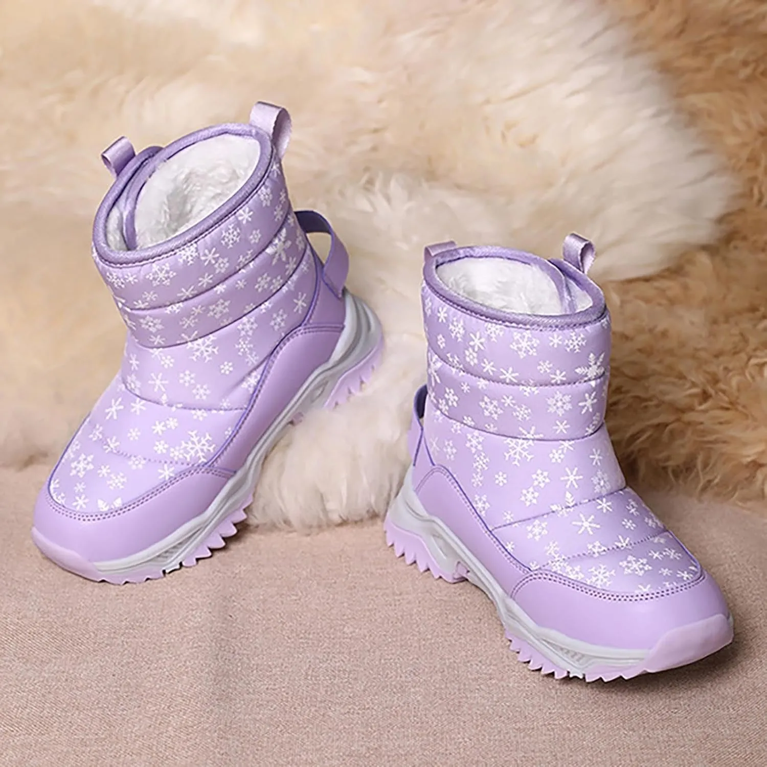 Girls Boys Snow Boots Outdoor Warm Comfortable Non Slip Mid Calf Padded Small Big Kids Winter Girls Knee High Snow Boots