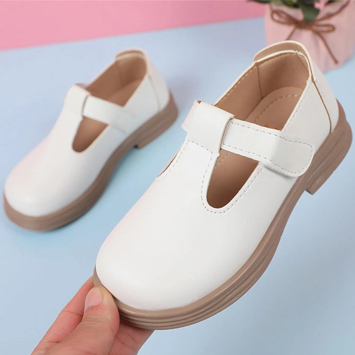 Girls Chunky Heel Mary Jane Dress Shoes School niform T-Strap Ballet Flat Toddler Little Kid Performance Shoes
