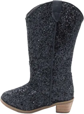 Girls Cowboy Western Boots Knee Length Sequins Fashion Riding Shoes Kids Mid Calf Low Heel Toddler Short Boots for Girls
