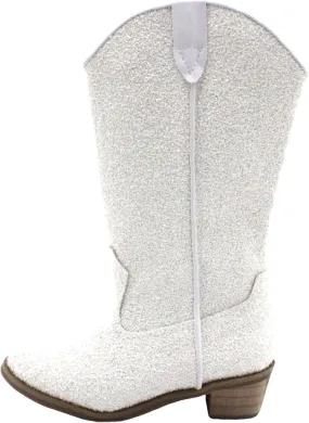 Girls Cowboy Western Boots Knee Length Sequins Fashion Riding Shoes Kids Mid Calf Low Heel Toddler Short Boots for Girls