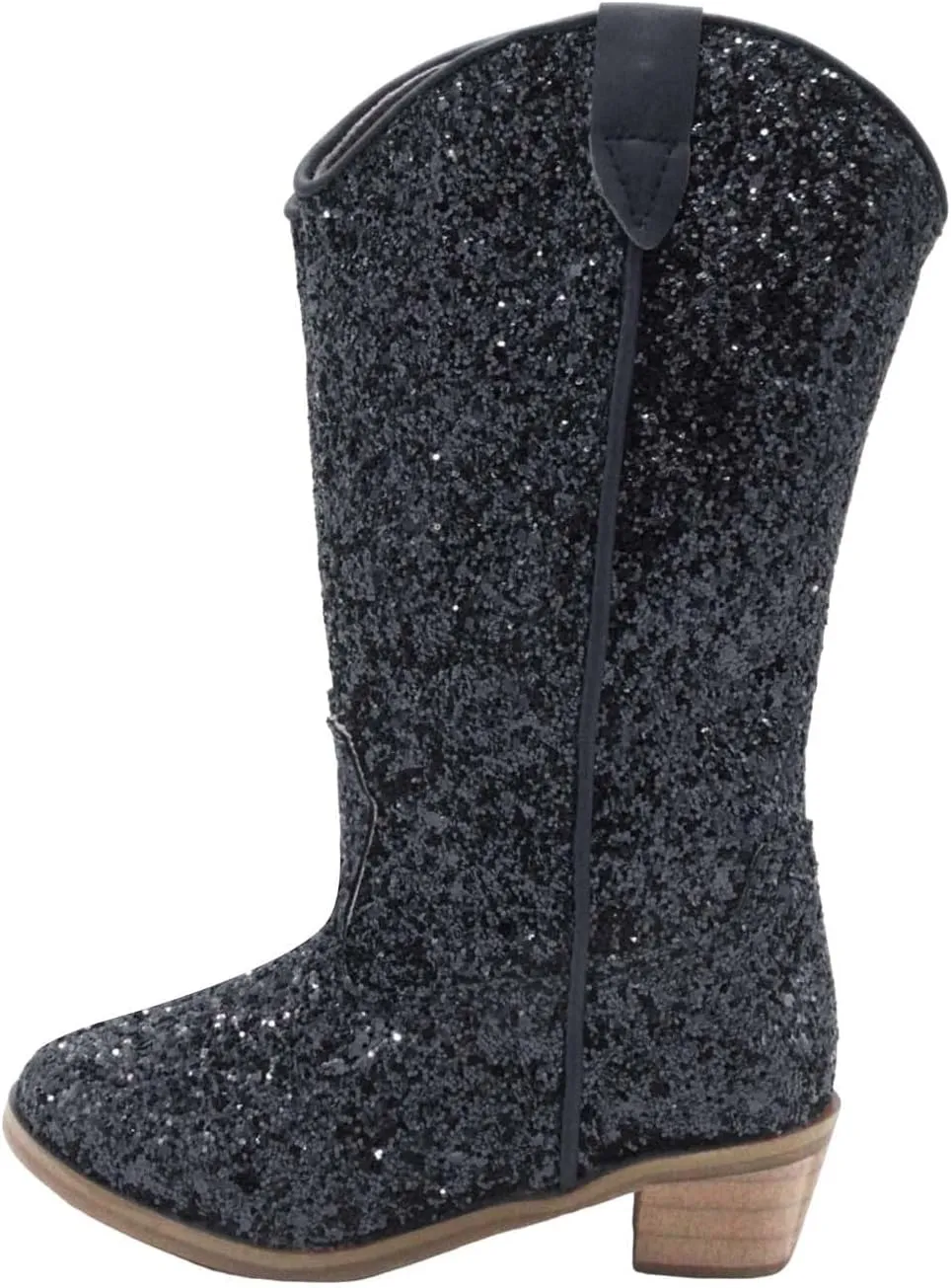Girls Cowboy Western Boots Knee Length Sequins Fashion Riding Shoes Kids Mid Calf Low Heel Toddler Short Boots for Girls