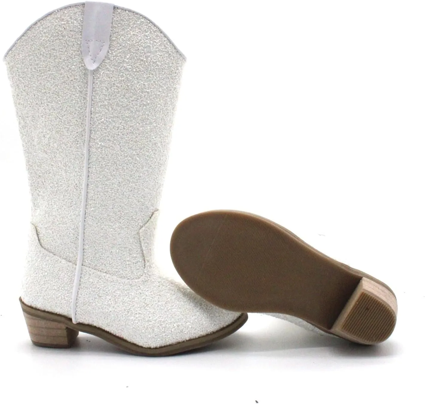 Girls Cowboy Western Boots Knee Length Sequins Fashion Riding Shoes Kids Mid Calf Low Heel Toddler Short Boots for Girls