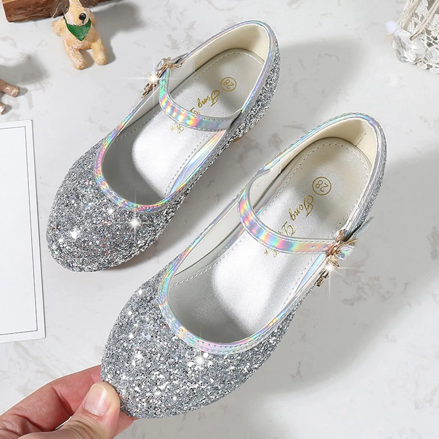 Girls Dress Shoes Low Heel Uniform School Shoes Wedding Party Mary Jane Flats for Toddler Infant