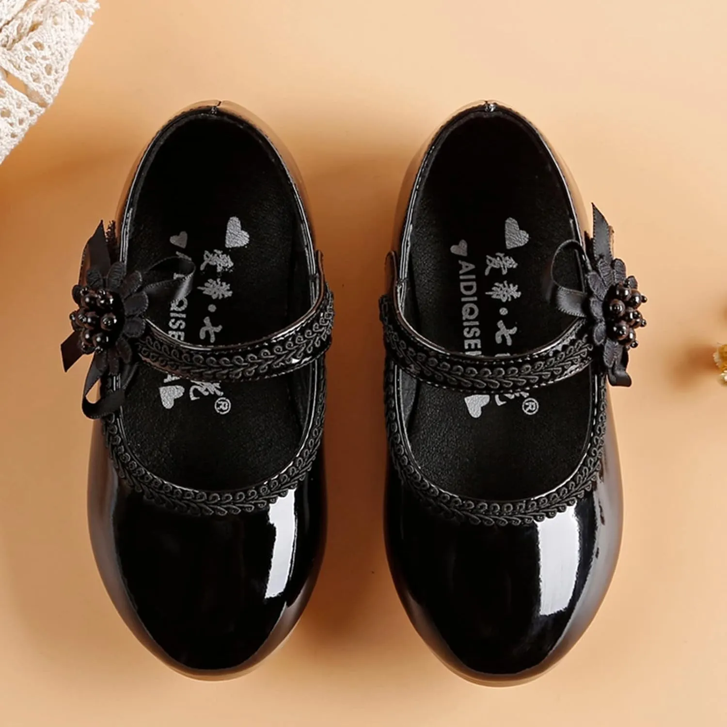Girls Dress Shoes Toddler Girls Mary Jane with Pearls Low Heels Pumps for Flower Girl Wedding Party Girls School Shoes