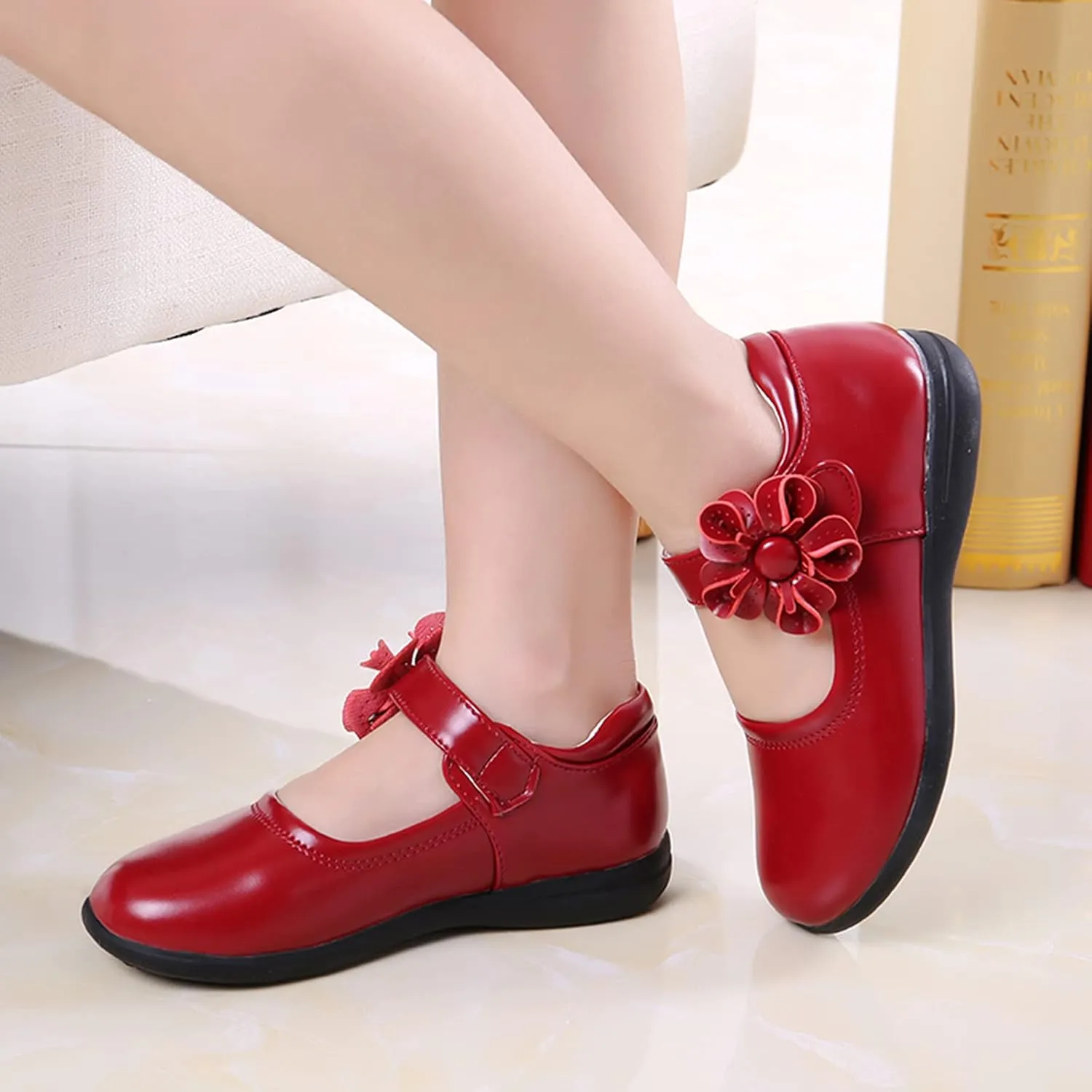 Girls Dress Shoes Toddler Girls School Uniform Shoes Mary Jane Flower Girl Ballet Flats for Princess Dress up Shoes