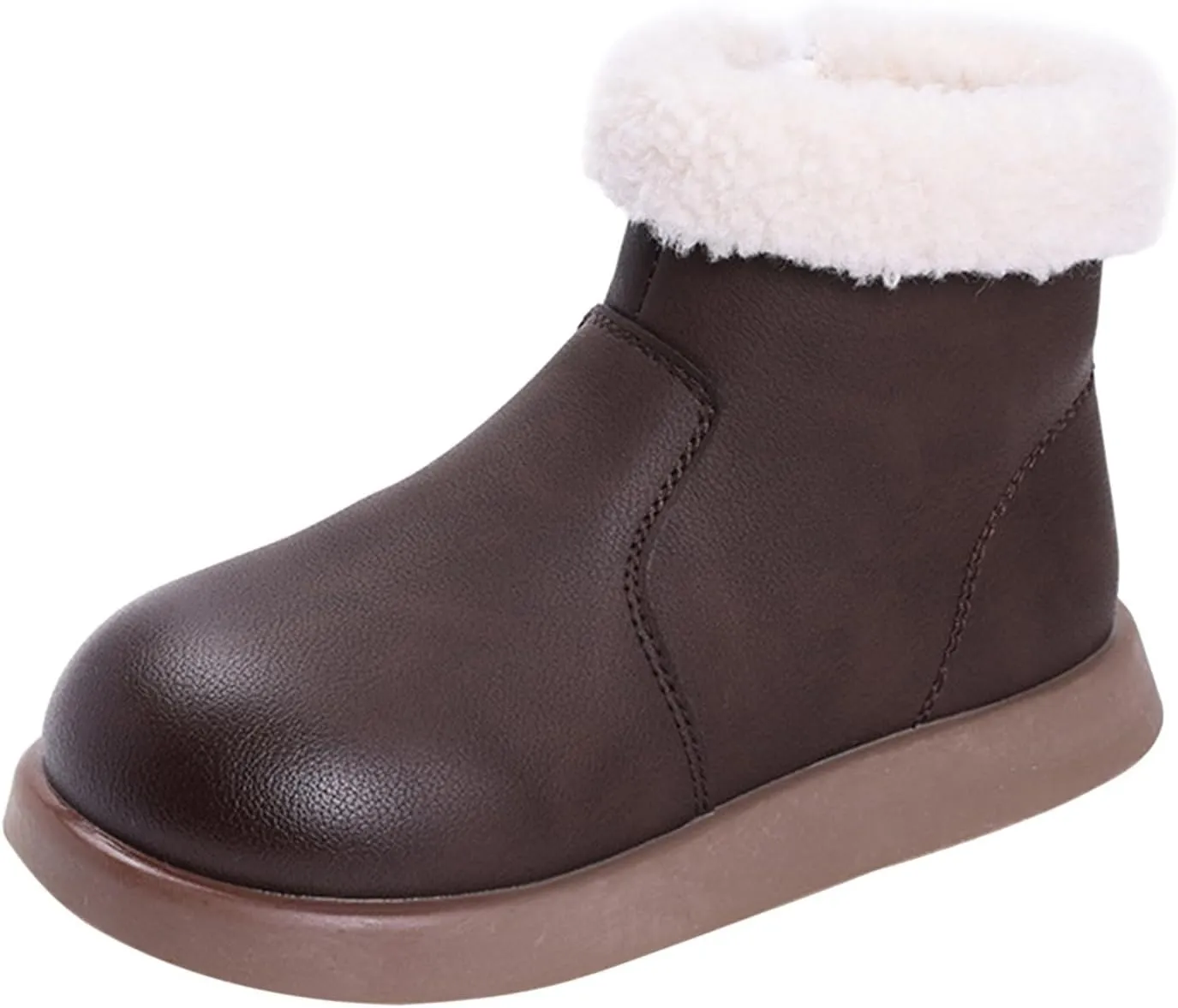 Girls Fuzzy Warm Short Boots with Furry Faux Fr ining Winter Thick Bootie Shoes for Toddler Little/Big Kids