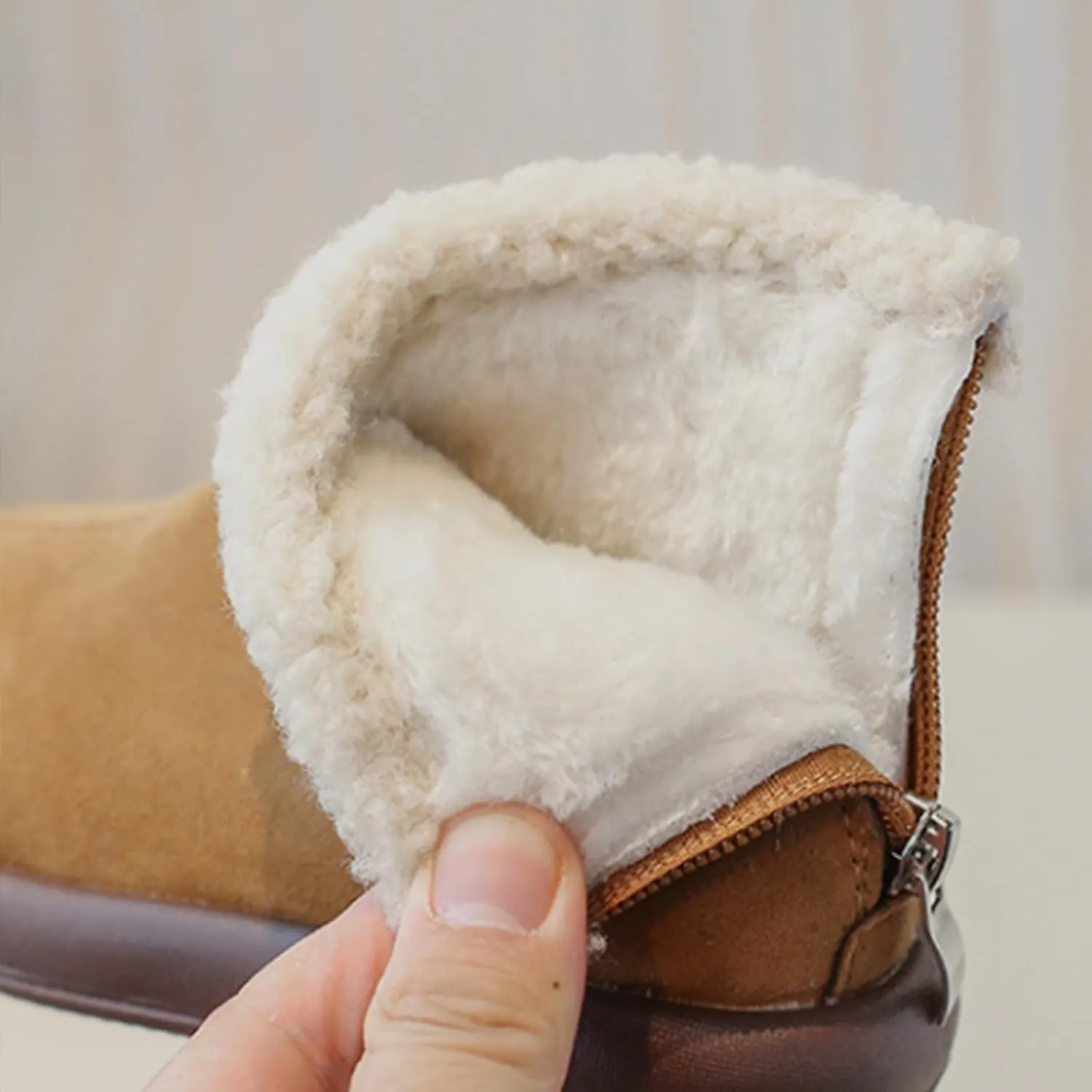Girls Fuzzy Warm Winter Short Ankle Boots with Furry Faux Fr ining Booties Shoes for Toddler Little/Big Kids