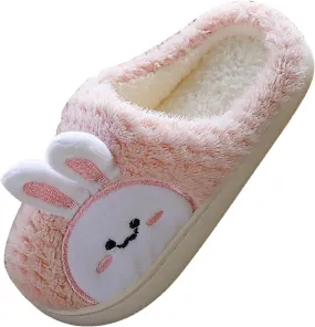 Girls Kids Cute Bunny House Slippers Shoes Toddler Fuzzy Cotton Soft Flat Shoes Indoor Casual Fashion Memory Foam Comfy