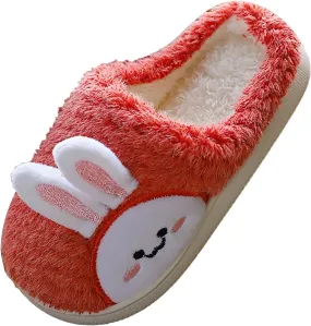 Girls Kids Cute Bunny House Slippers Shoes Toddler Fuzzy Cotton Soft Flat Shoes Indoor Casual Fashion Memory Foam Comfy