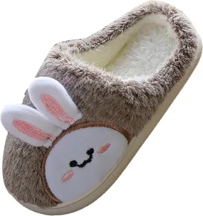 Girls Kids Cute Bunny House Slippers Shoes Toddler Fuzzy Cotton Soft Flat Shoes Indoor Casual Fashion Memory Foam Comfy
