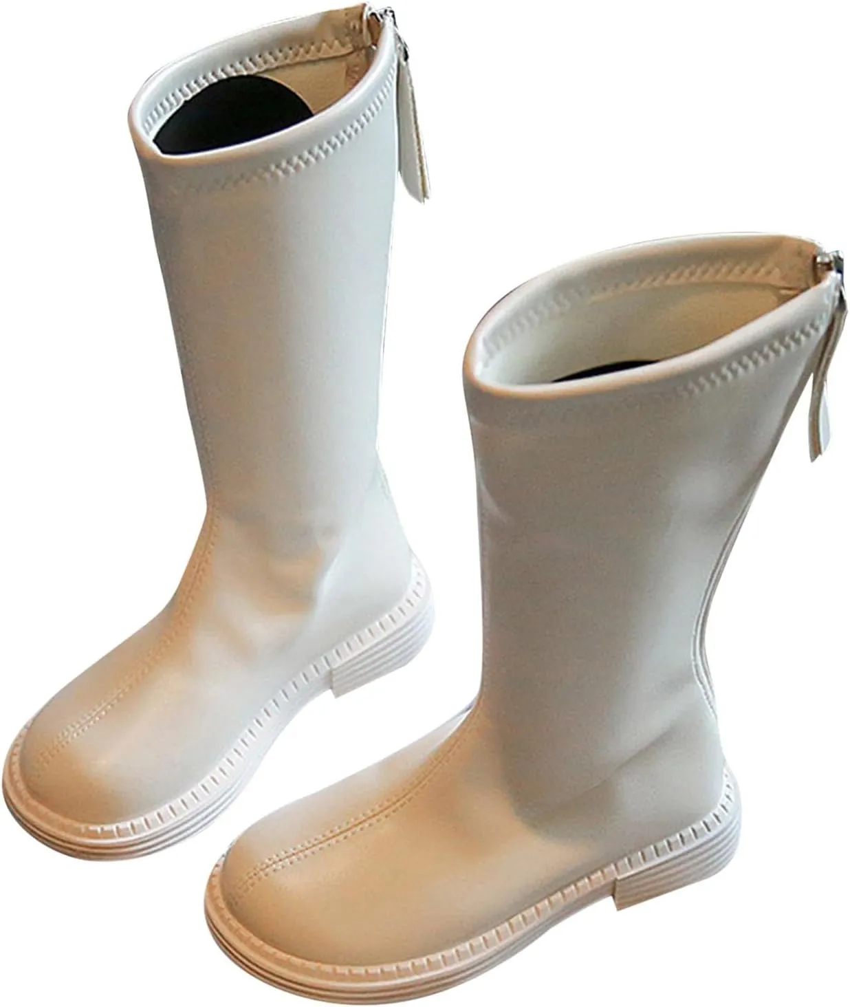 Girls Kids Leather aterproof Boots Long Side Zipper Soft ow Heel Shoes Childrens Outdoor Non Slip Light Comfy Shoes