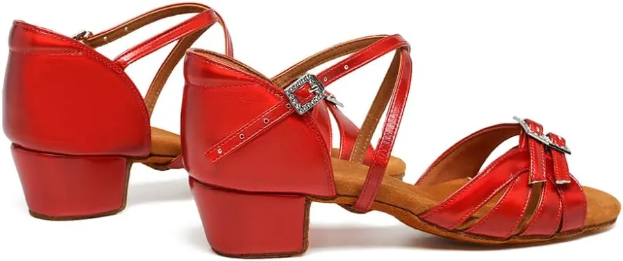 Girls Latin Dance Shoe Satin Salsa Ballroom Low Heel Practice Dance Shoes,Model WLLD28