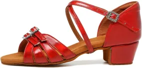 Girls Latin Dance Shoe Satin Salsa Ballroom Low Heel Practice Dance Shoes,Model WLLD28